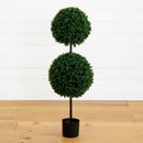3.5’ Boxwood Double Ball Artificial Topiary Tree UV Resistant (Indoor/Outdoor)