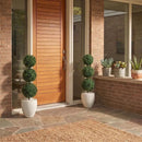 3.5’ Boxwood Triple Ball Topiary Artificial Tree in White Planter (Indoor/Outdoor) by Nearly Natural