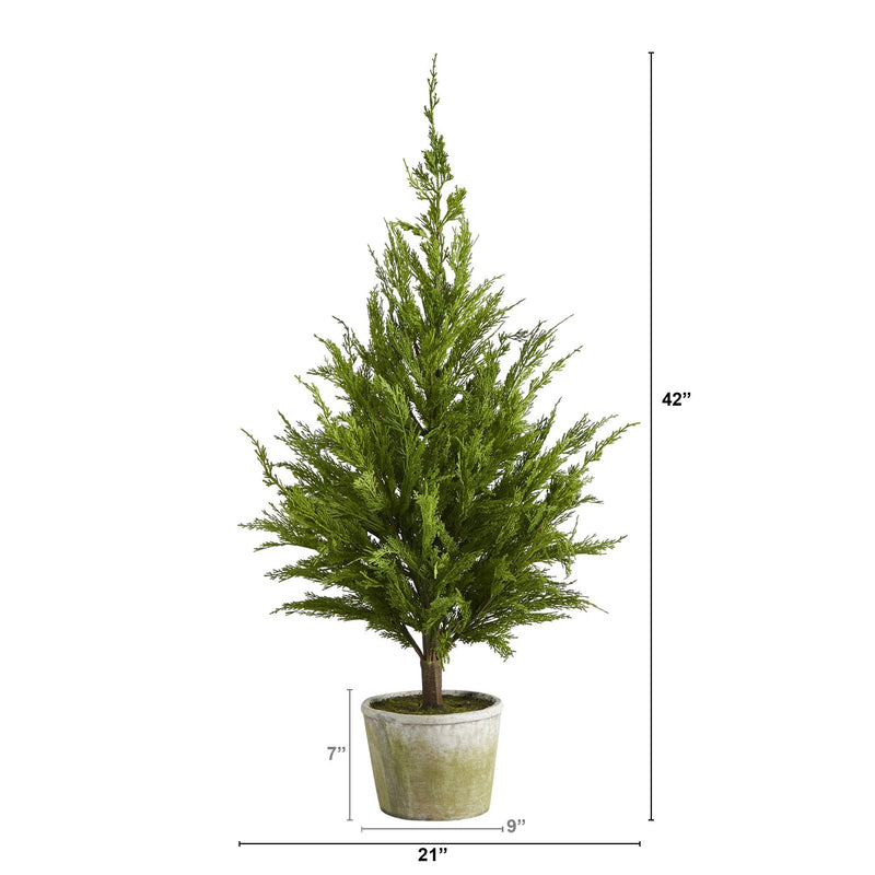3.5’ Cedar Pine “Natural Look” Artificial Tree in Decorative Planter