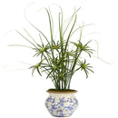 3.5’ Cyperus and Grass Artificial Plant in Vintage Floral Planter