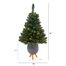 3.5’ Northern Rocky Spruce Artificial Christmas Tree with 50 Clear Lights and 154 Bendable Branches in Gray Planter with Stand