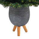 3.5’ Northern Rocky Spruce Artificial Christmas Tree with 50 Clear Lights and 154 Bendable Branches in Gray Planter with Stand