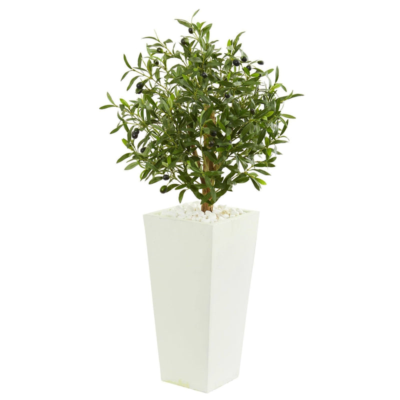 3.5’ Olive Artificial Tree in White Planter