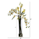 35” Phalaenopsis Orchid and Calla Lily Artificial Arrangement in Glass Vase