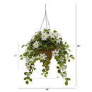 3.5’ Poinsettia and Variegated Holly Artificial Plant in Hanging Cone Basket (Real Touch)