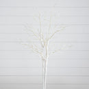 35” Pre-Lit Artificial White Birch Branches with 80 Warm White LED Lights - Set of 2