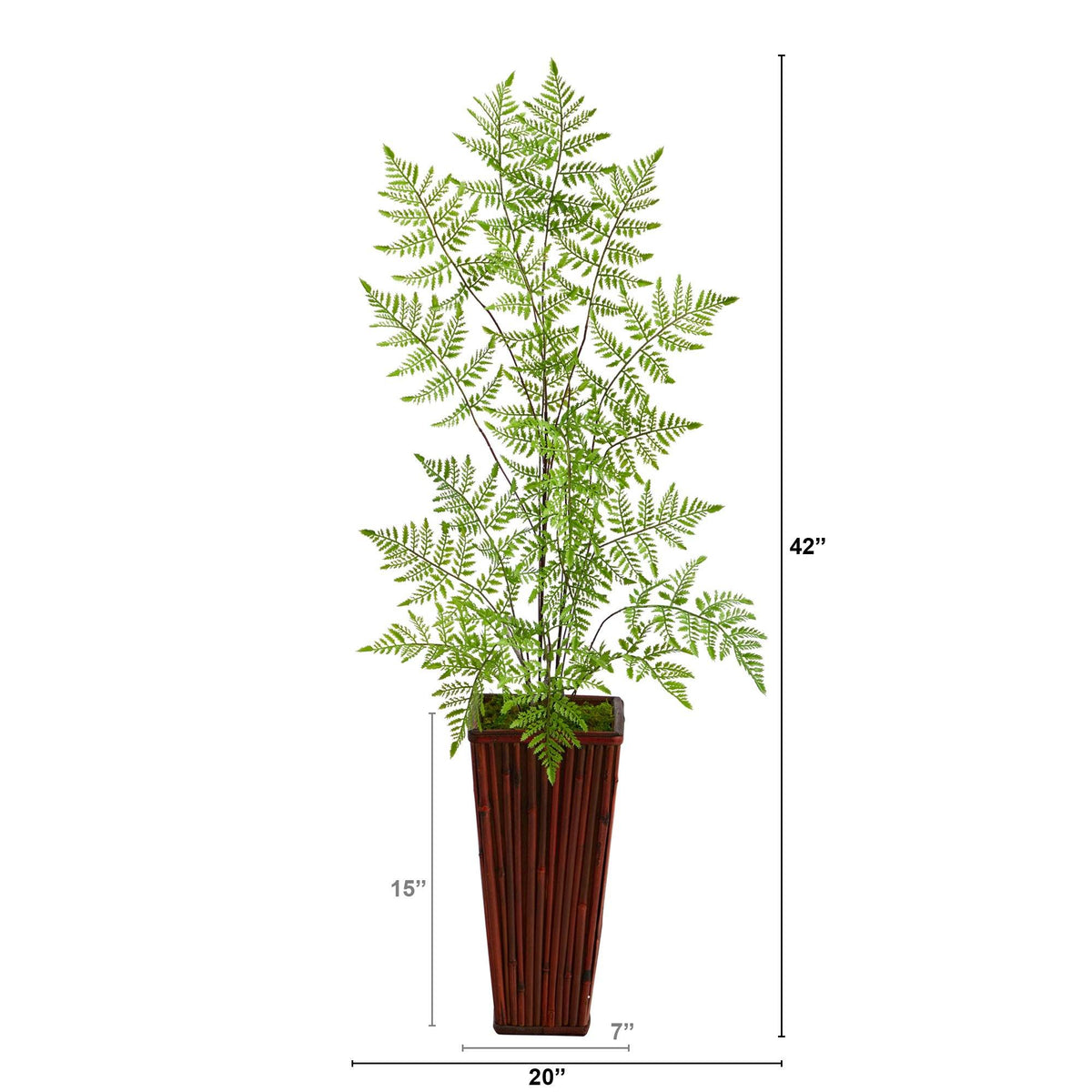 3.5’ Ruffle Fern Artificial Tree in Bamboo Planter, photo 2 of 4