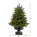 3.5’ South Carolina Spruce Artificial Christmas Tree with 100 White Warm Light and 458 Bendable Branches in Iron Colored Urn