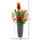 3.5’ Tropical Flowers and Succulent Artificial Plant in Planter