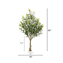 3.5' UV Resistant Artificial Olive Bush with Integrated Ground Stake (Indoor/Outdoor)
