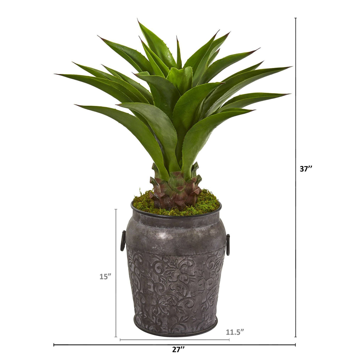 37” Agave Artificial Plant in Metal Planter, photo 2 of 4