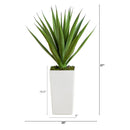 37" UV Resistant Artificial Agave Plant in White Tower Planter (Indoor/Outdoor)