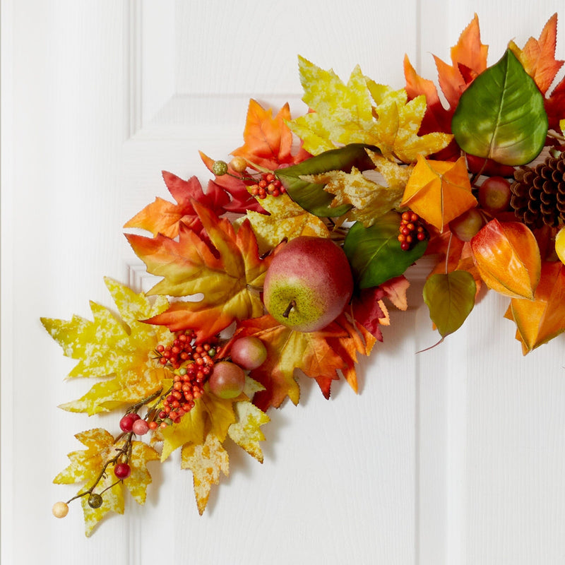 38” Autumn Maple Leaf Berry Artificial Swag