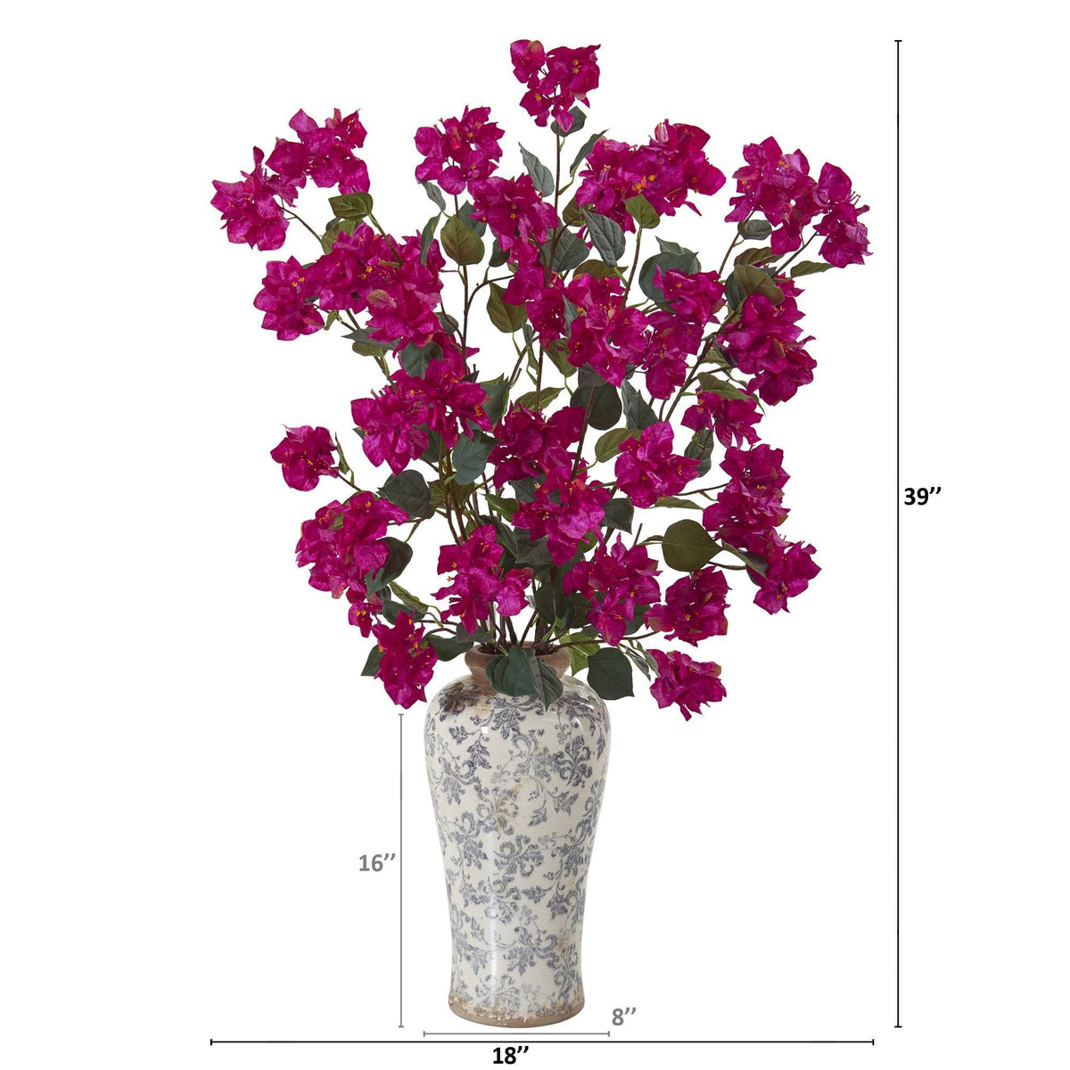39” Bougainvillea Artificial Arrangement in Decorative Vase, photo 5 of 6