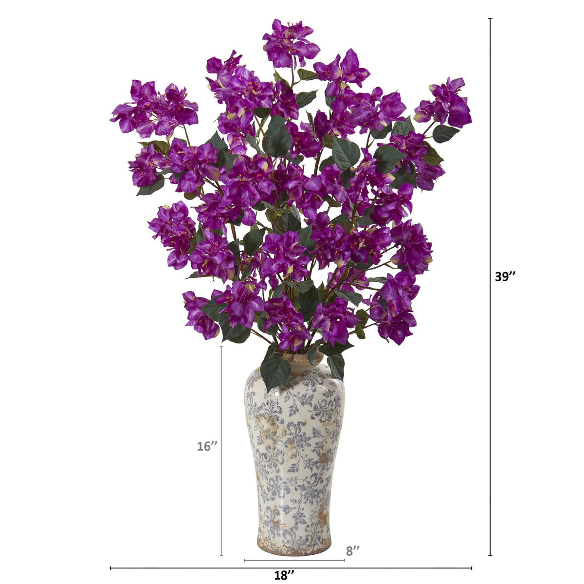 39” Bougainvillea Artificial Arrangement in Decorative Vase, photo 3 of 6