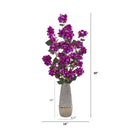 39” Bougainvillea Artificial Arrangement in Stoneware Vase
