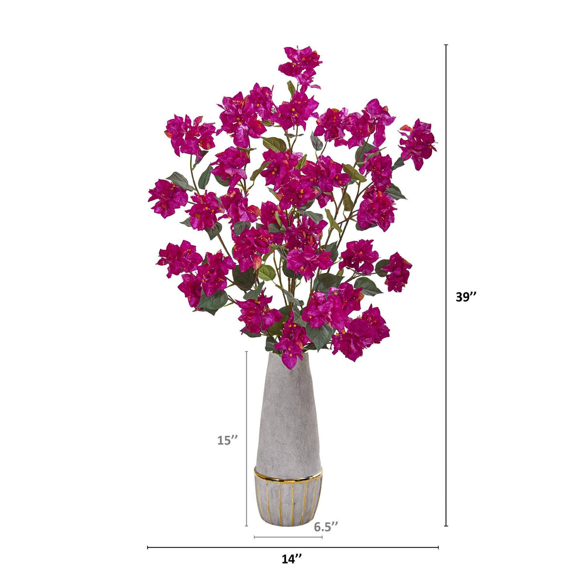 39” Bougainvillea Artificial Arrangement in Stoneware Vase, photo 2 of 6