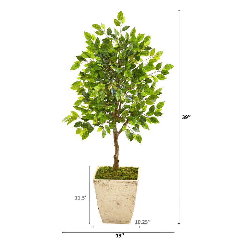 39” Ficus Artificial Tree in Country White Planter, photo 2 of 2