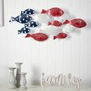 39" Patriotic Metal Fishes Wall Art Décor"