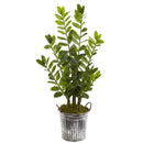 39” Zamioculcas Artificial Plant in Vintage Metal Bucket