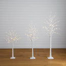 4' 5' 6' Pre-Lit Artificial  White Birch Trees - Set of 3