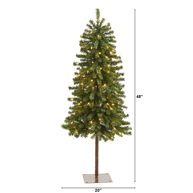 4' Alpine Artificial Christmas Tree with 100 Lights and 260 Bendable Branches