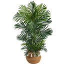 4’ Areca Palm Tree in Boho Chic Handmade Natural Cotton Woven Planter with Tassels UV Resistant