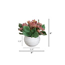 4” Artificial Mini Hydrangea Plant in White Decorative Oval Planter - Set of 4