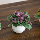 4” Artificial Mini Hydrangea Plant in White Decorative Oval Planter - Set of 4