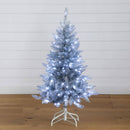 4' Artificial Silver Christmas Tree with 130 Cool White LED Lights