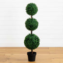 4’ Artificial Triple Ball Boxwood Topiary Tree (Indoor/Outdoor)
