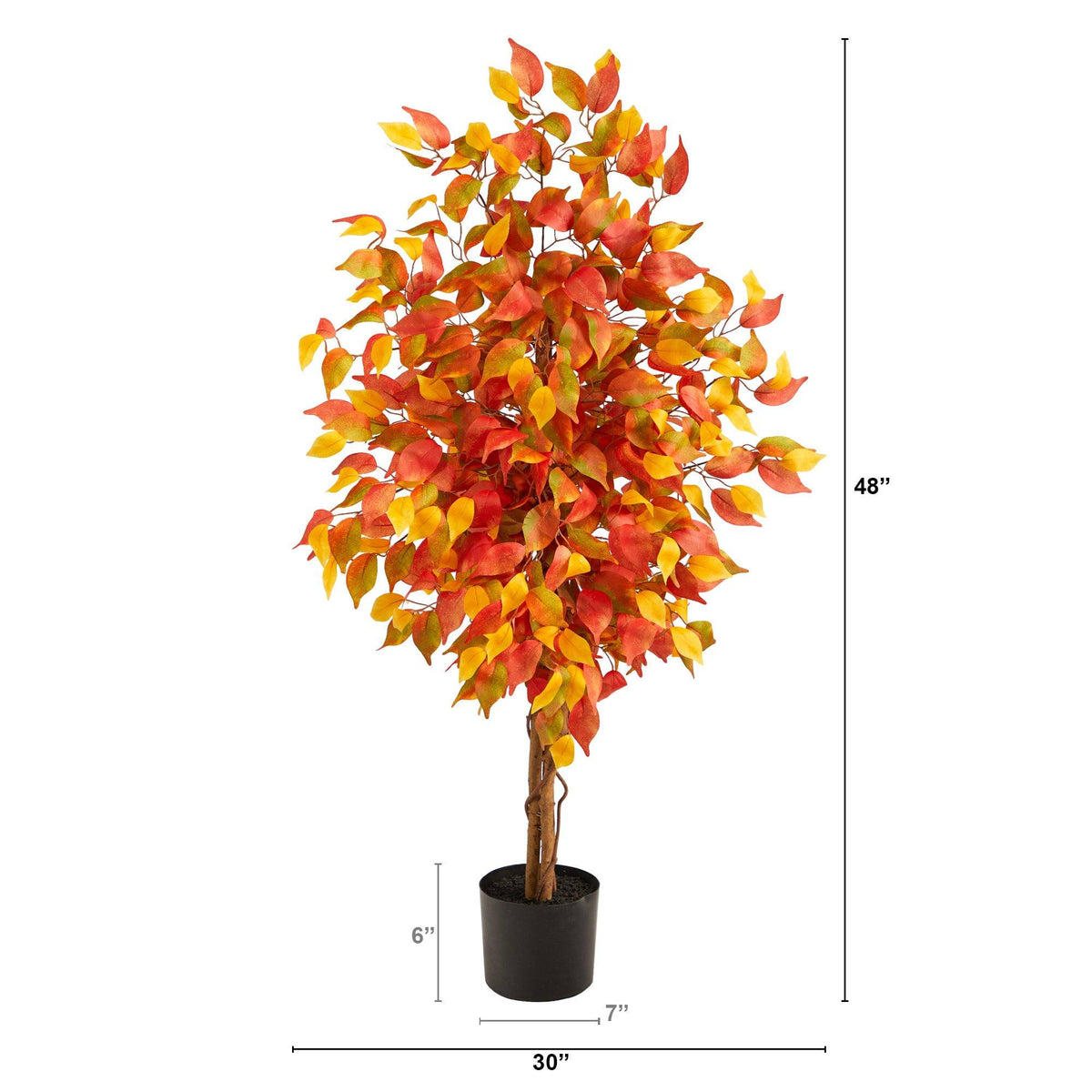4’ Autumn Ficus Artificial Fall Tree, photo 4 of 5