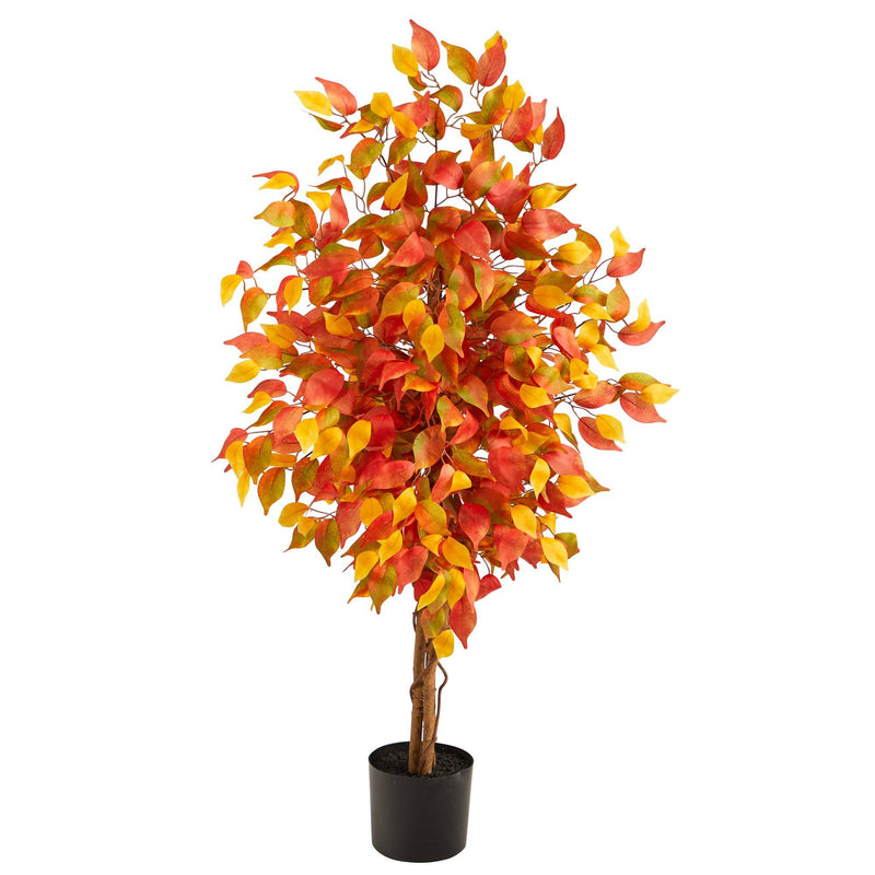 4’ Autumn Ficus Artificial Fall Tree, photo 5 of 5