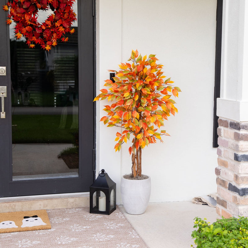4’ Autumn Ficus Artificial Fall Tree, photo 3 of 5
