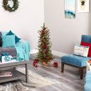 4’ Berry and Pine Artificial Christmas Tree with 100 Warm White Lights and Burlap Wrapped Base