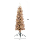 4’ Champagne Pencil Artificial Christmas Tree with 150 (multifunction) Clear LED Lights