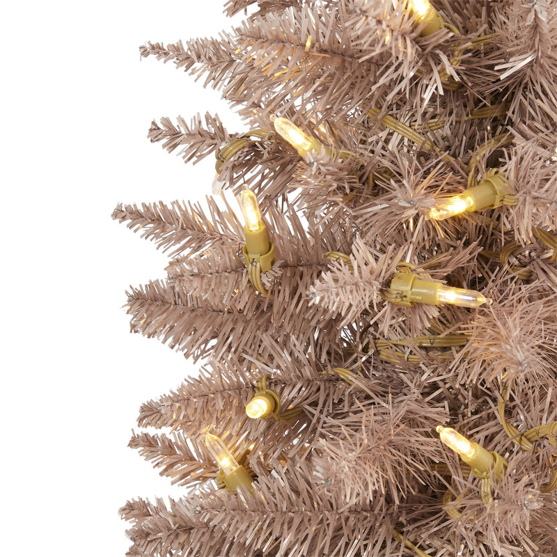 4’ Champagne Pencil Artificial Christmas Tree with 150 (multifunction) Clear LED Lights, photo 3 of 8
