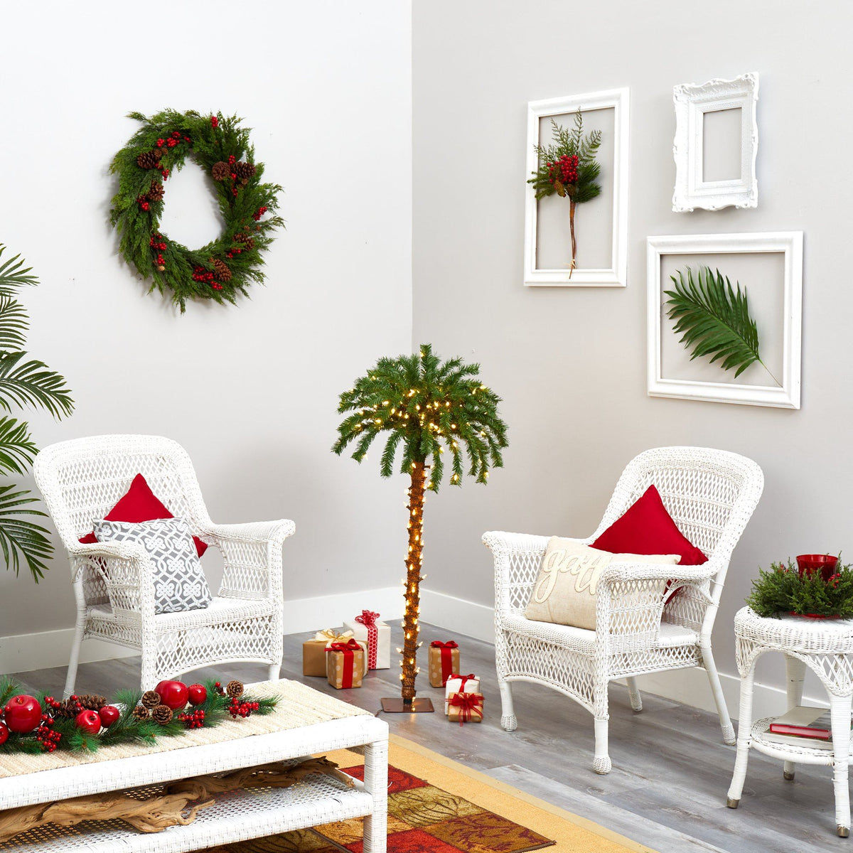 4’ Christmas Palm Artificial Tree with 150 Warm White LED Lights, photo 6 of 8