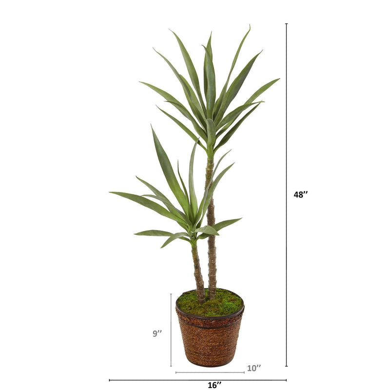 4’ Double Yucca Artificial Plant in Planter, photo 2 of 2