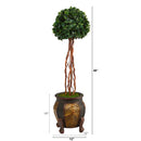 4’ English Ivy Topiary Single Ball Artificial Tree in Decorative Planter  (Indoor/Outdoor)