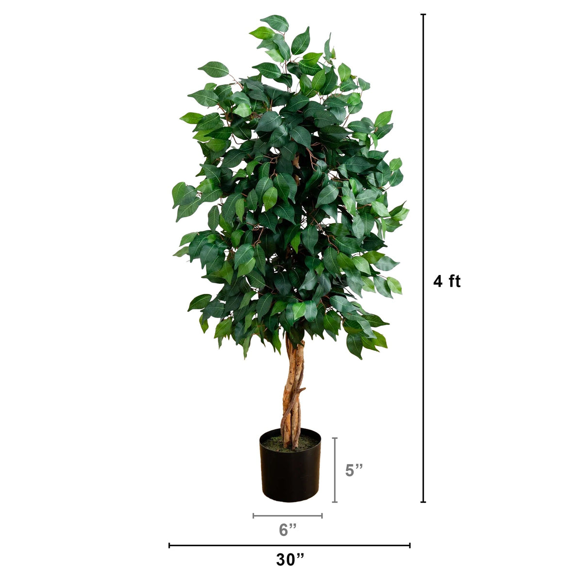 4' Ficus Auriculata Artificial Silk Tree, photo 6 of 6