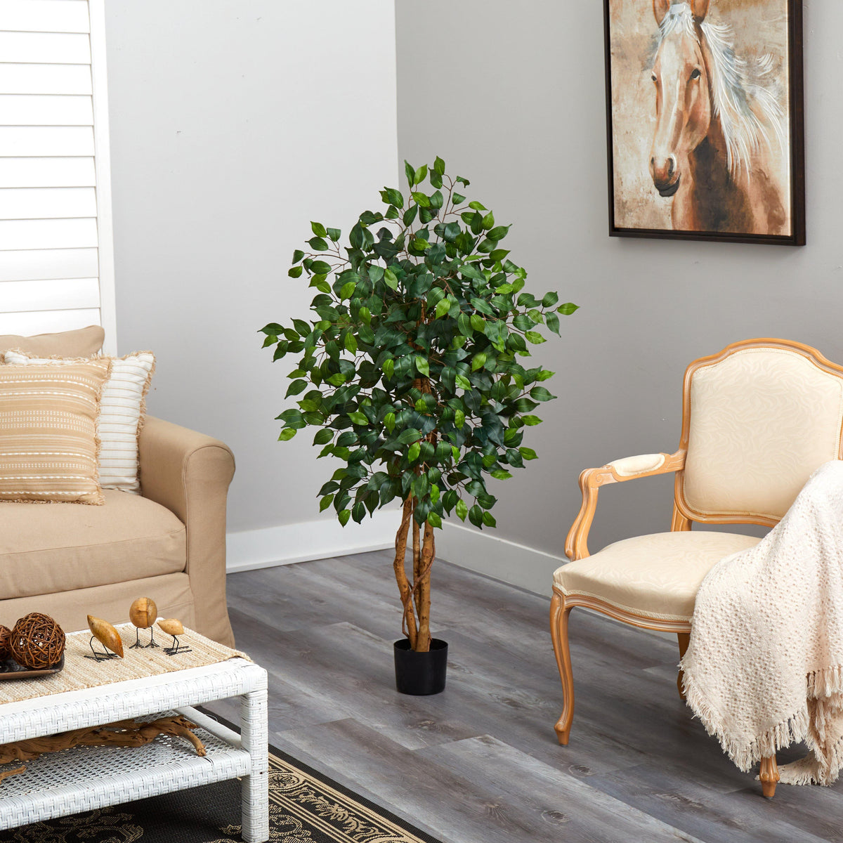 4' Ficus Auriculata Artificial Silk Tree, photo 4 of 6