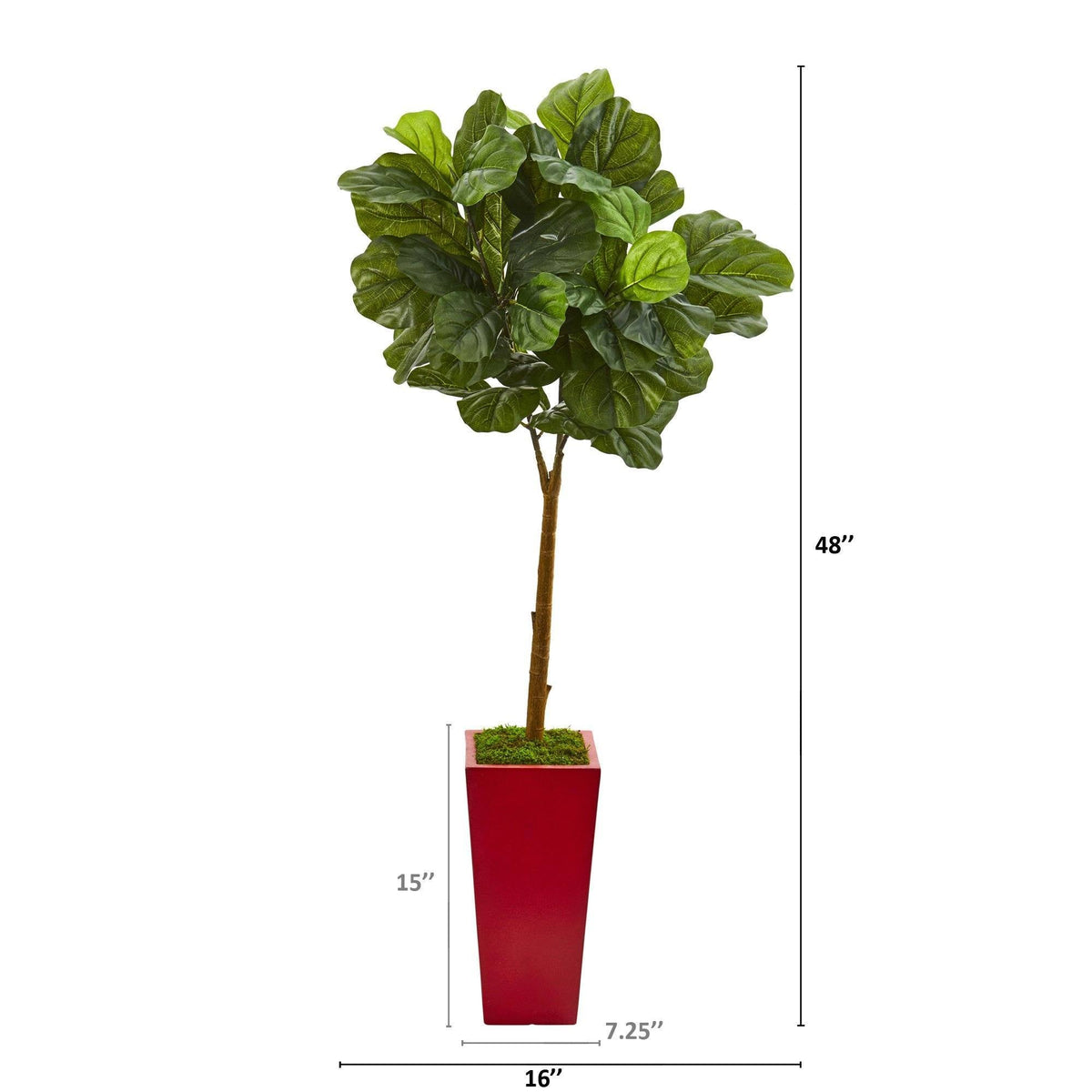 4’ Fiddle Leaf Artificial Tree in Red Planter (Real Touch), photo 2 of 2