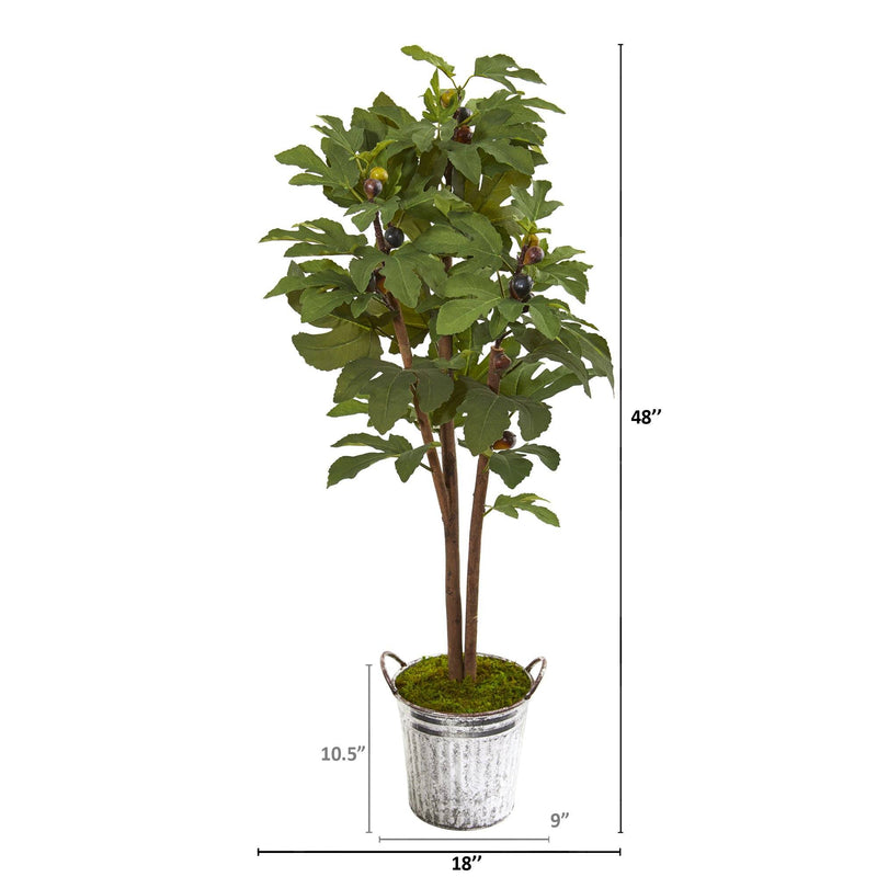 4’ Fig Artificial Tree in Vintage Metal Planter, photo 2 of 2