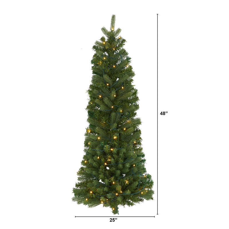 4' Flat Back Wall Hanging Artificial Christmas Tree with 50 Clear LED Lights, photo 2 of 5