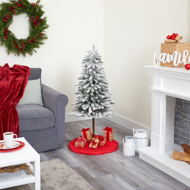 4’ Flocked Alpine Artificial Christmas Tree with 100 Lights and 260 Bendable Branches, photo 7 of 9