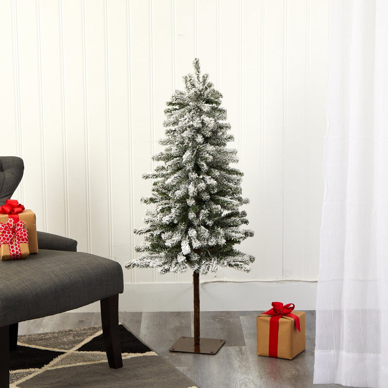 4’ Flocked Alpine Artificial Christmas Tree with 100 Lights and 260 Bendable Branches, photo 9 of 9