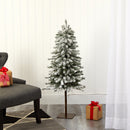 4’ Flocked Alpine Artificial Christmas Tree with 100 Lights and 260 Bendable Branches