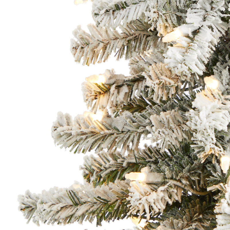 4’ Flocked Alpine Artificial Christmas Tree with 100 Lights and 260 Bendable Branches, photo 4 of 9