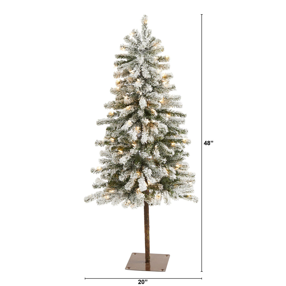4’ Flocked Alpine Artificial Christmas Tree with 100 Lights and 260 Bendable Branches, photo 2 of 9